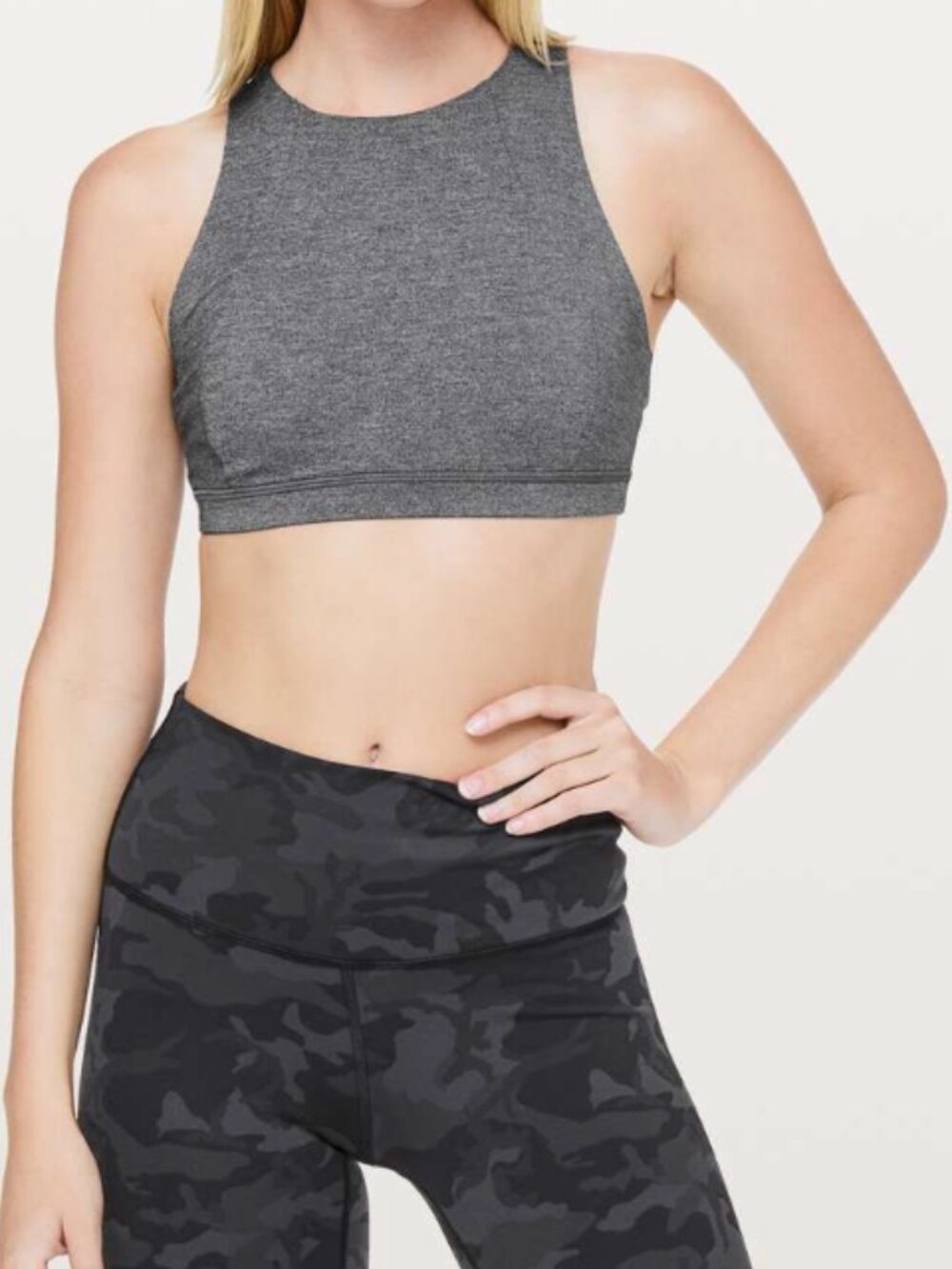 Lululemon Free to Be Serene High Neck Bra – Heathered Grey – Size 8